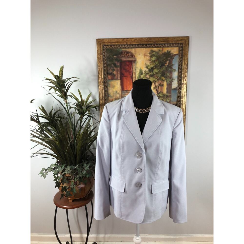 Le Suit Blazer Jacket Womens 14 Gray 3-Button Workwear Business Outerwear